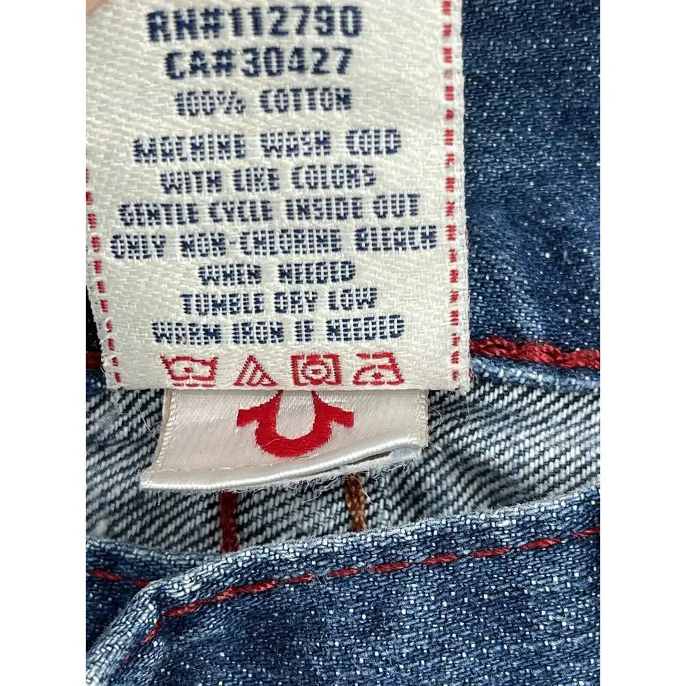 True Religion Bootcut Jeans Flap Pocket Tag reads size 33 waist measures 36